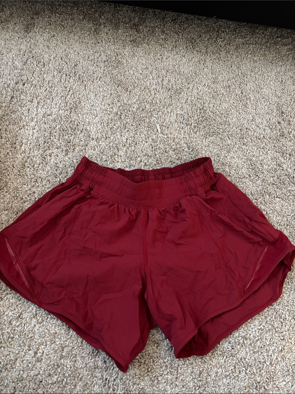 Lulu Lemon Maroon Hotty Hot Shorts